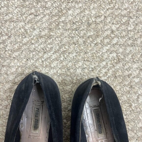 Miu Miu Black Flats with Silver Toe Cap - Picture 4 of 13
